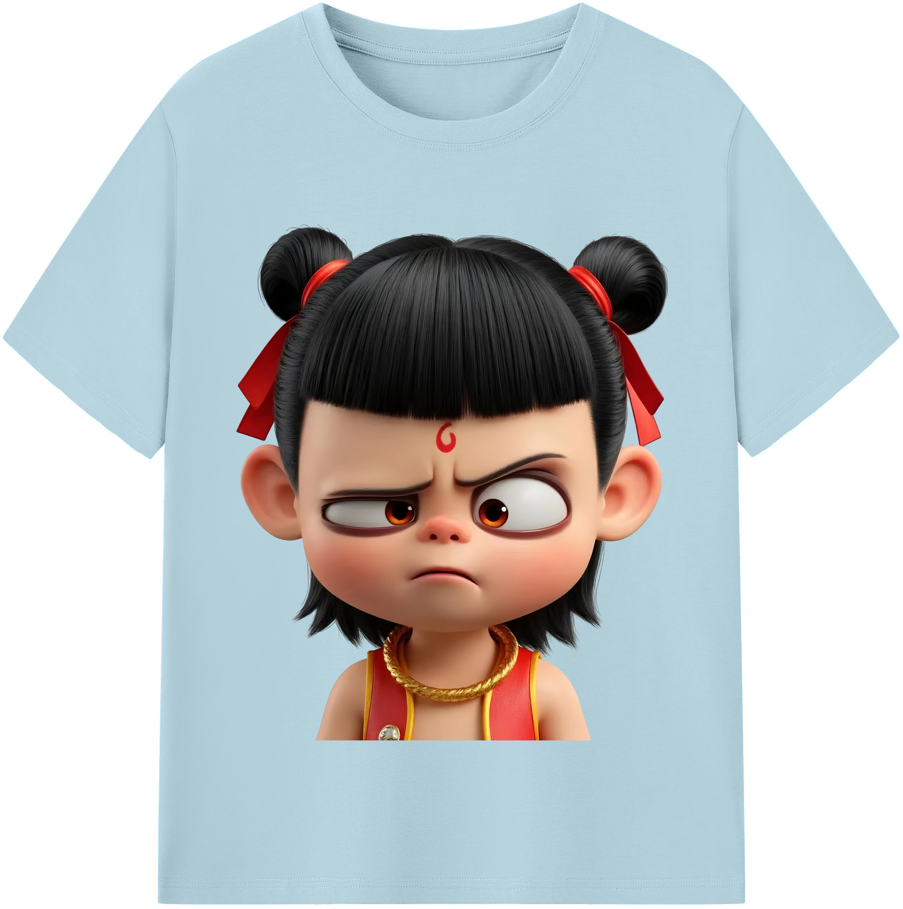 （画像用） Ne Zha 2 ナタ 魔童の大暴れ 綿100％半袖Tシャツ（フロントプリント）